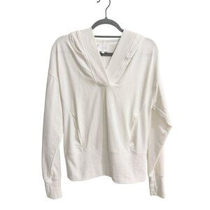 Sundays White Hooded Pullover Sweater Size S Cotton Spandex Blend Lightweight